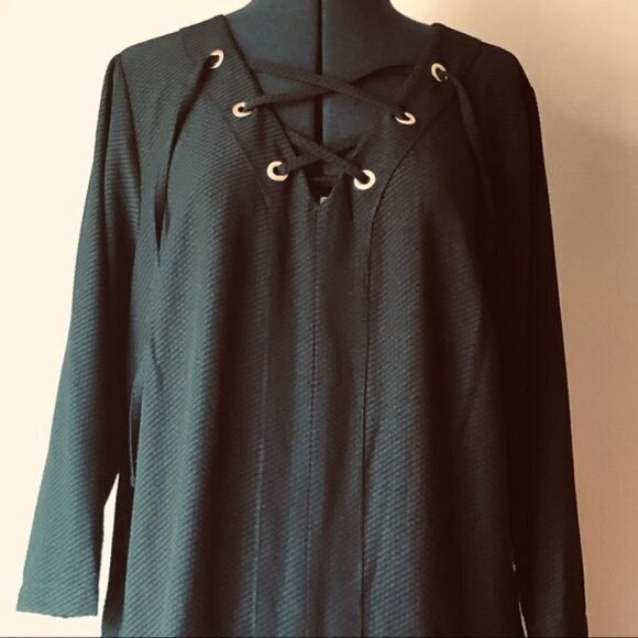 Kensie Black Lace Up Front Dress Sz.XL - Picture 6 of 14